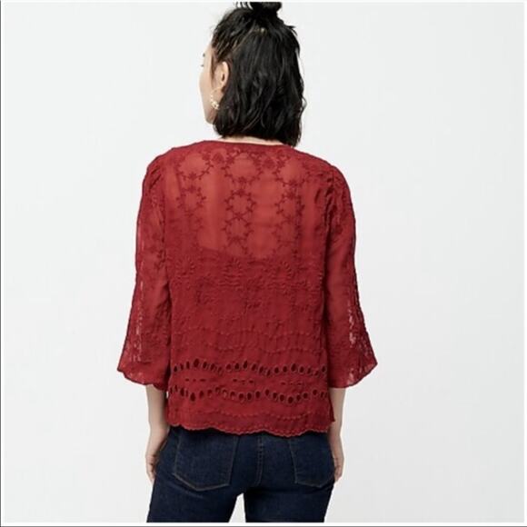 NWT NEW J. Crew lace eyelet flowy sheer blouse - Picture 5 of 10